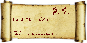 Horák Irén névjegykártya